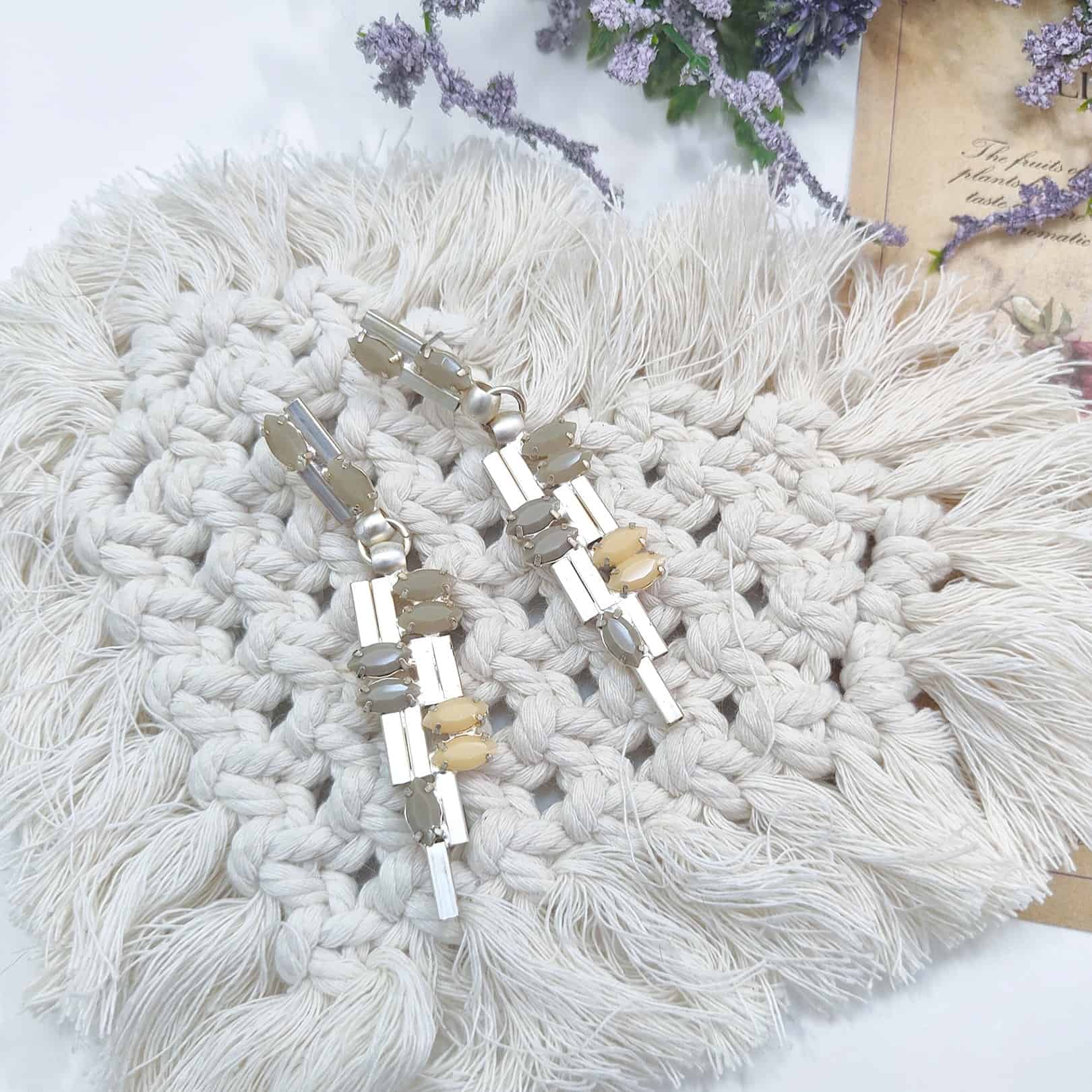 Matted Silver Modernistic Statement Earrings