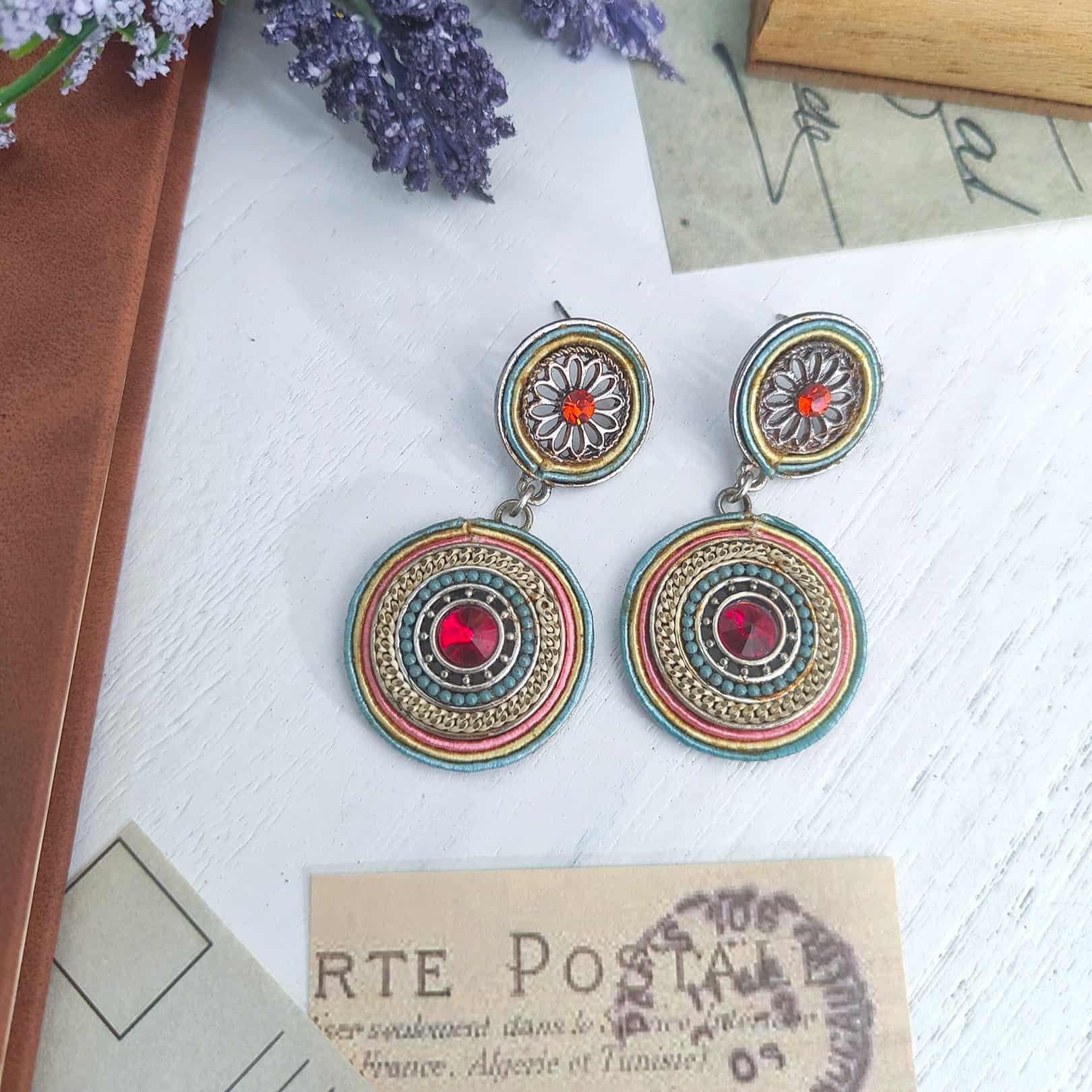 Old-fashioned Pastel Thread Embellished Earrings