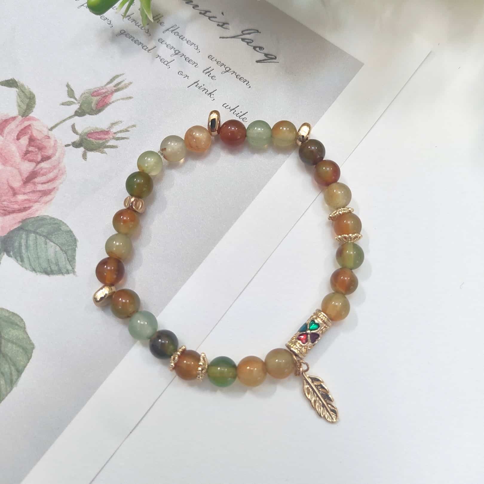 peacock agate crystal bracelet