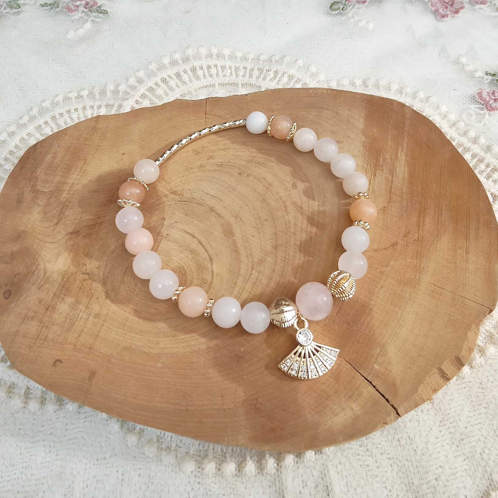 gold rose quartz crystal bracelet