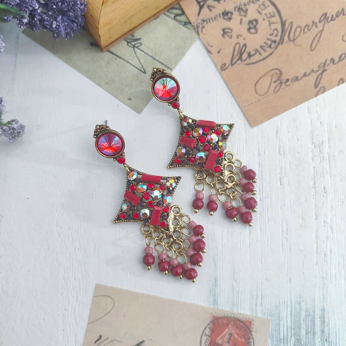 Scarlett Rhinestone Boho Tassel Earrings