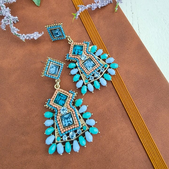 Tribal Motif Beaded Embellished Earrings