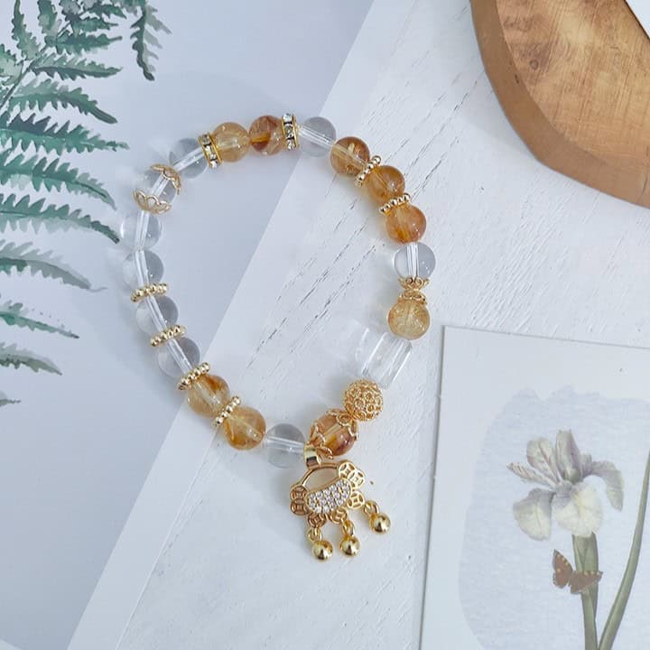 Citrine Clear Quartz Longevity Lock Bracelet