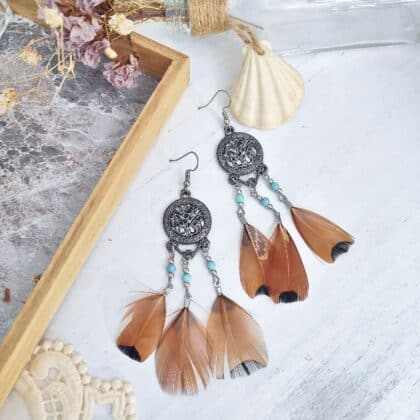 Silver Emblem Golden Pheasant Petite Feather Earrings