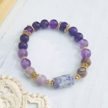 Mossy Purple Cape Trifecta Amethyst Crystal Bracelet
