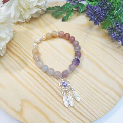 Ombre Gaia Violet Quartzite Amethyst Dreamcatcher Crystal Bracelet