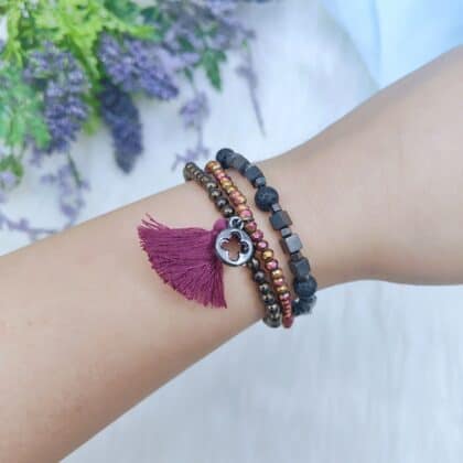 flames of roses stacked bracelets