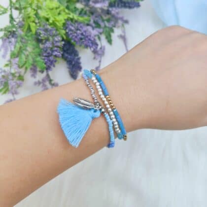 pristine waves blue stacked bracelets