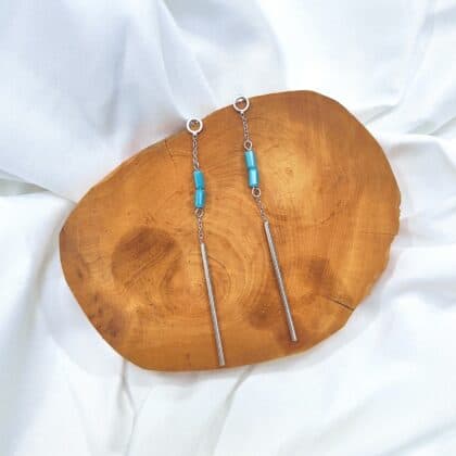 long silver chain dangle earrings