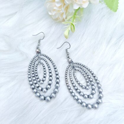 silver ripple layered loop earrings