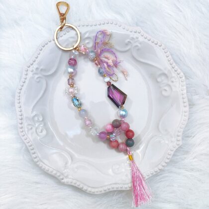 Pink Magenta Bliss Hana Crystal Natural Stone Boho Statement Bag Chain