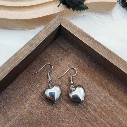 Raven Hearts Silver Drop Earrings