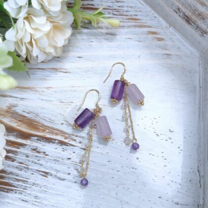 Amethyst Twin Flame Crystal Dangle Earrings