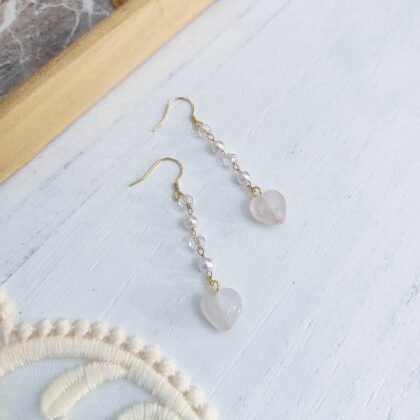 Venus Love Rose Quartz Crystal Dangle Earrings