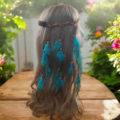 Hippie Double Side Electric Blue Feather Headband