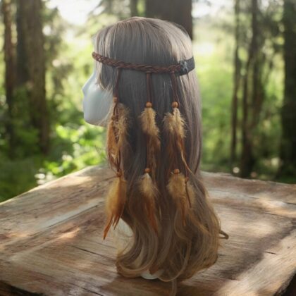 Hippie Double Side Caramel Brown Feather Headband