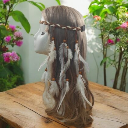 Hippie Double Side Snow White Feather Headband