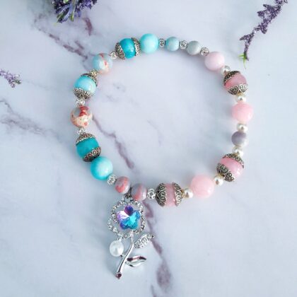 Koreite Pastel Blue Pink Crystal Bracelet