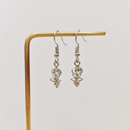 silver rose emblem earrings