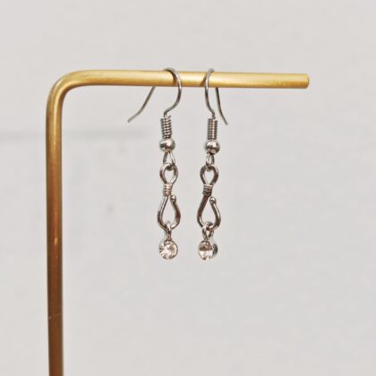 Silver Knot Diamond Drop Earrings