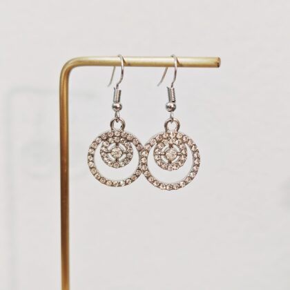 Silver Loops Rhinestone Drop Earrings