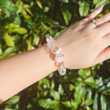Rose and Clear Quartz Dreamy Aurora Crystal Bracelet