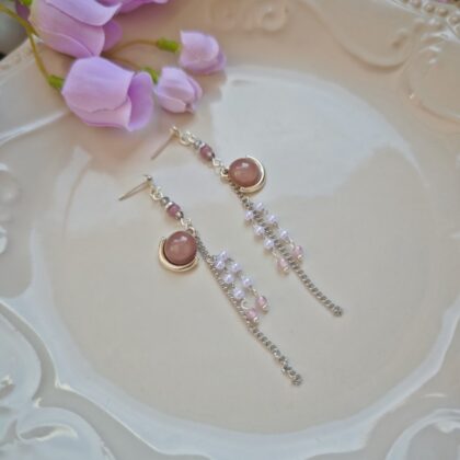 Sangria Silver Love Pearl Dangle Earrings